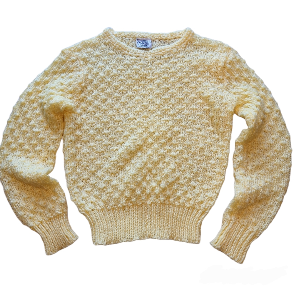 Chelsea Place 90s Womens Yellow Knit Sweater Size Small